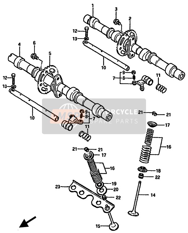 Suzuki GSX-R750(X) 1987 Nokkenas & Klep voor een 1987 Suzuki GSX-R750(X)