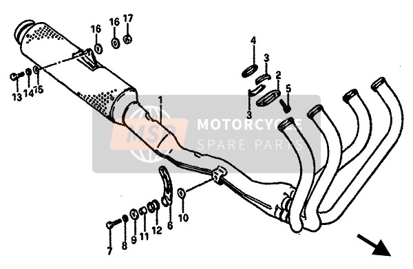 Suzuki GSX-R750(X) 1987 Muffler for a 1987 Suzuki GSX-R750(X)