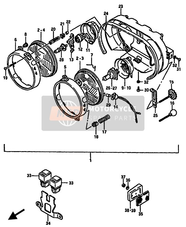 Suzuki GSX-R750(X) 1987 Headlamp for a 1987 Suzuki GSX-R750(X)