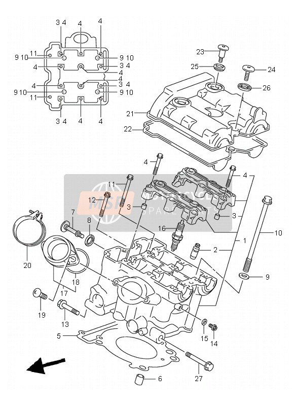 Suzuki SV650(N)(S) 2000 Rear Cylinder Head for a 2000 Suzuki SV650(N)(S)