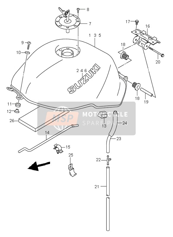 Suzuki SV650(N)(S) 2000 Fuel Tank for a 2000 Suzuki SV650(N)(S)