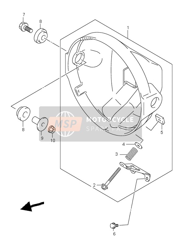 Suzuki SV650(N)(S) 2000 Headlamp Housing (SV650) for a 2000 Suzuki SV650(N)(S)