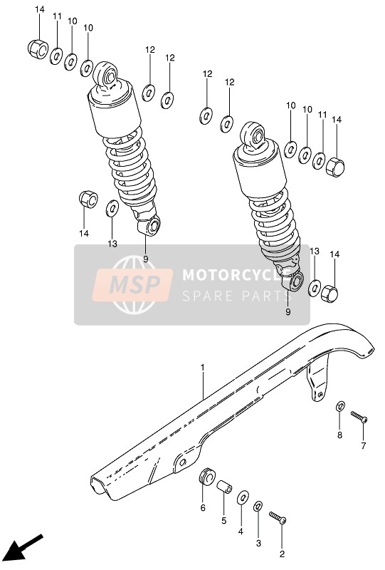 Suzuki GN250 1988 Chain Case & Shock Absorber for a 1988 Suzuki GN250