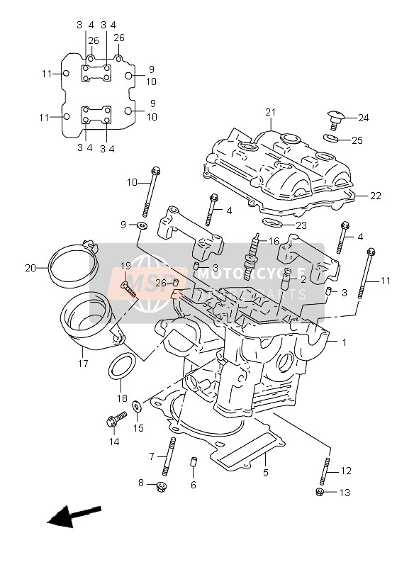 Suzuki TL1000R 2000 Culasse arrière pour un 2000 Suzuki TL1000R