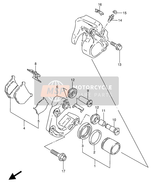 Suzuki GN250 1989 Remklauw Voorzijde voor een 1989 Suzuki GN250