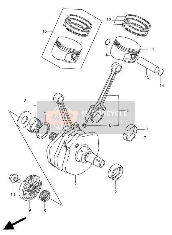 Suzuki VS1400 INTRUDER 1996 Crankshaft for a 1996 Suzuki VS1400 INTRUDER