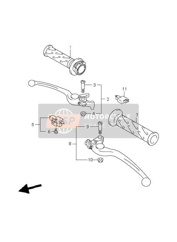 Suzuki GSF1200(N)(S)(NA)(SA) BANDIT 2006 Palanca de la manija para un 2006 Suzuki GSF1200(N)(S)(NA)(SA) BANDIT