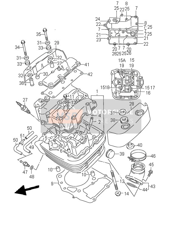 Suzuki VL1500 INTRUDER LC 2000 ZYLINDERKOPF (VORNE) für ein 2000 Suzuki VL1500 INTRUDER LC