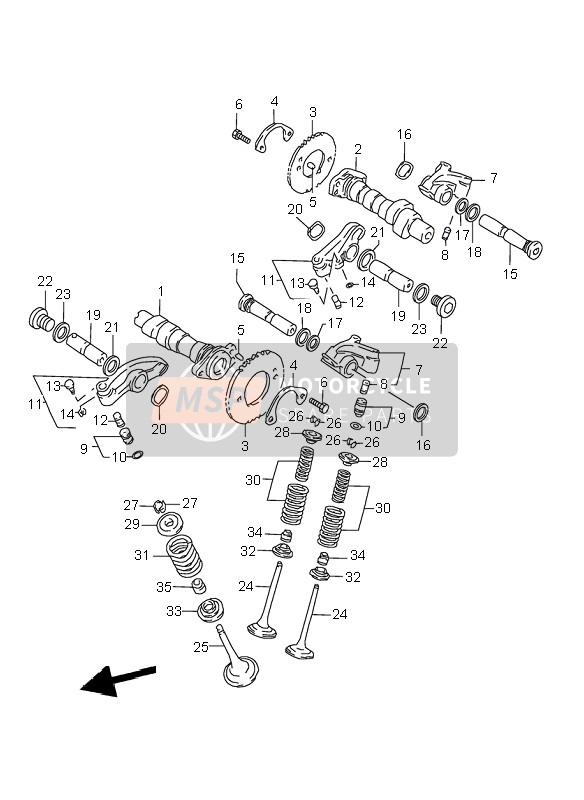 Suzuki VL1500 INTRUDER LC 2000 Arbre à came & Soupape pour un 2000 Suzuki VL1500 INTRUDER LC