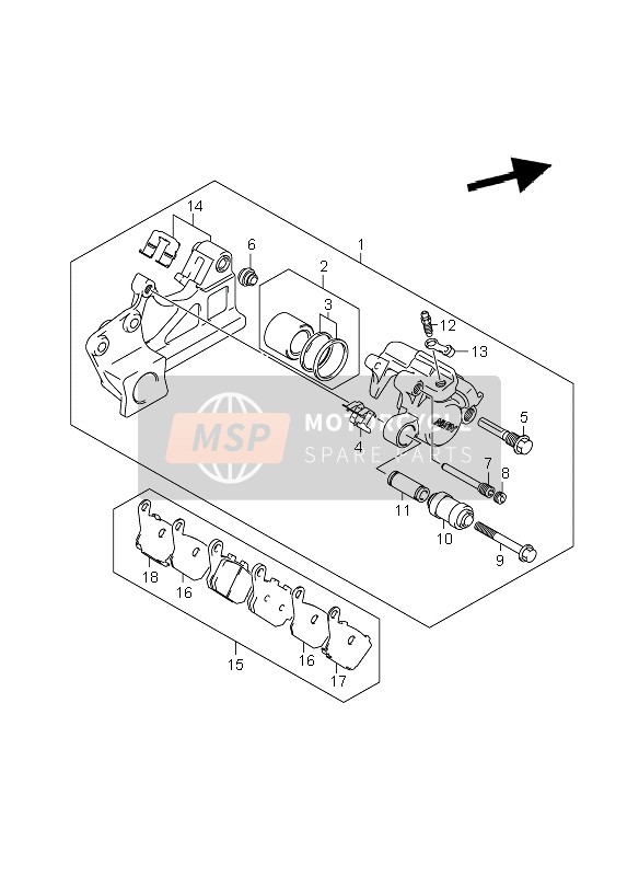 Suzuki GSF1200(N)(S)(NA)(SA) BANDIT 2006 Pinza posteriore (GSF1200-S) per un 2006 Suzuki GSF1200(N)(S)(NA)(SA) BANDIT