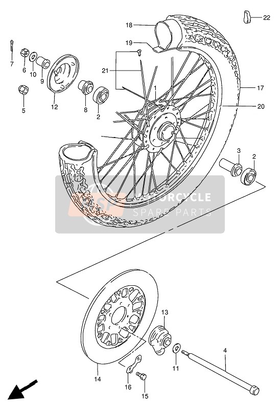 Suzuki GN250(E) 1991 Front Wheel (GN250) for a 1991 Suzuki GN250(E)