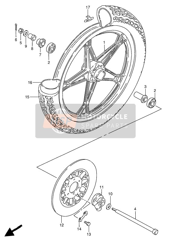 Suzuki GN250(E) 1991 Front Wheel (GN250E) for a 1991 Suzuki GN250(E)