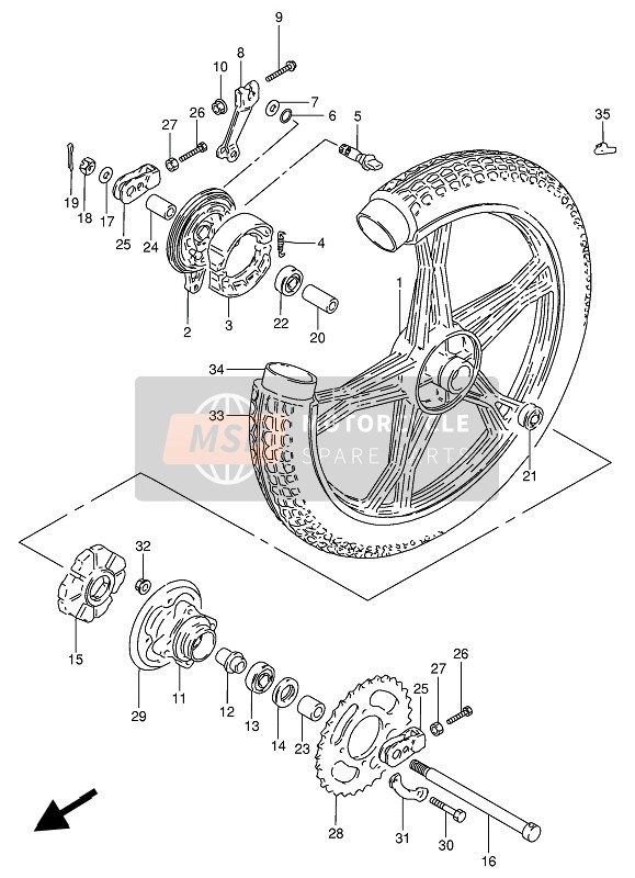 Suzuki GN250(E) 1991 Rear Wheel (GN250E) for a 1991 Suzuki GN250(E)