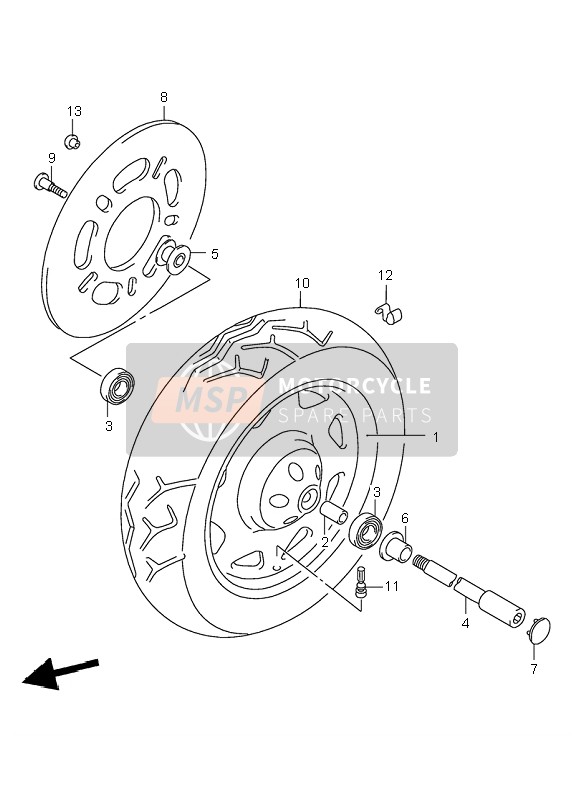 Suzuki VL1500 INTRUDER LC 2000 Ruota anteriore per un 2000 Suzuki VL1500 INTRUDER LC