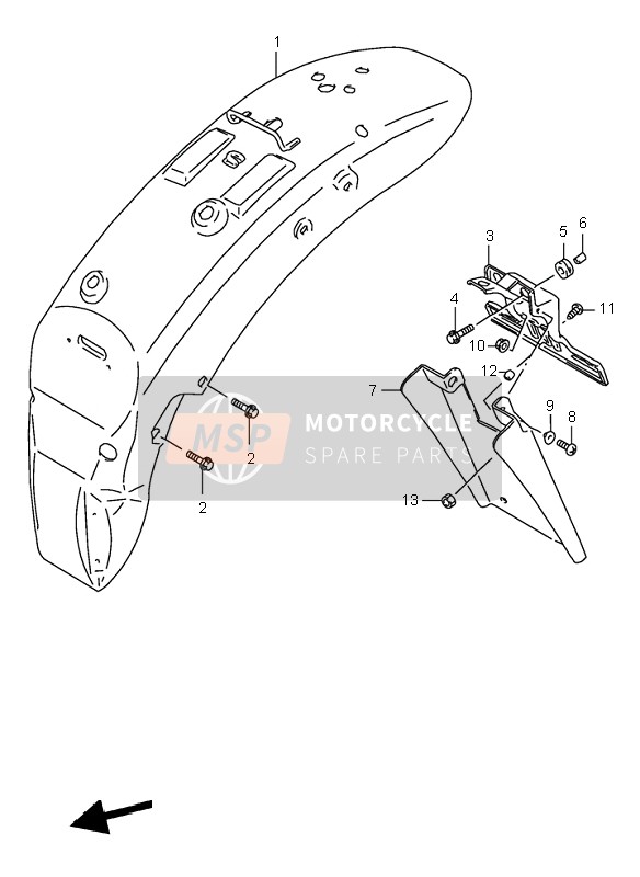 Suzuki VS800 INTRUDER 2000 Rear Fender for a 2000 Suzuki VS800 INTRUDER