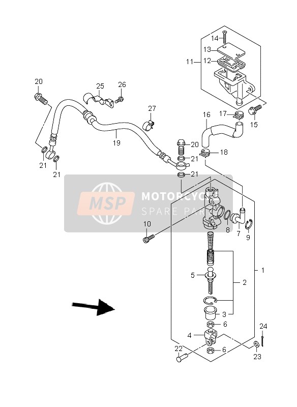 Suzuki GSR600 2006 Pompa freno posteriore per un 2006 Suzuki GSR600