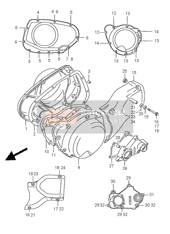 Suzuki VS1400 INTRUDER 2000 Tapa del cárter para un 2000 Suzuki VS1400 INTRUDER