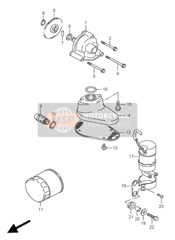 Suzuki VS1400 INTRUDER 2000 Oliepomp & Benzine pomp voor een 2000 Suzuki VS1400 INTRUDER