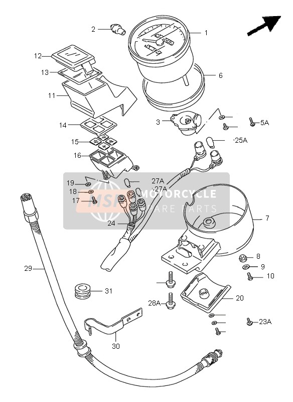 Suzuki VS1400 INTRUDER 2000 Snelheidsmeter voor een 2000 Suzuki VS1400 INTRUDER