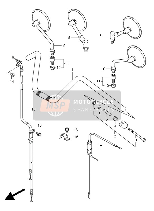 Suzuki VS1400 INTRUDER 2000 Handlebar for a 2000 Suzuki VS1400 INTRUDER