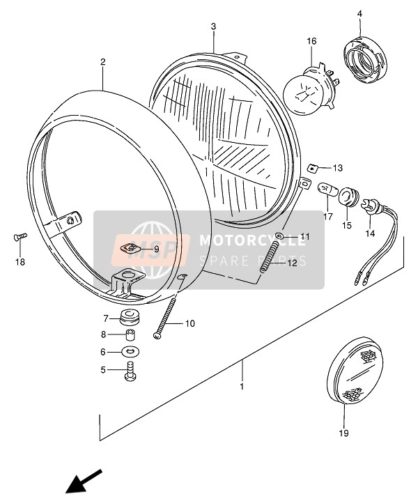 Suzuki GN250 1994 Koplamp (E22-E25-E34-E39-E53) voor een 1994 Suzuki GN250