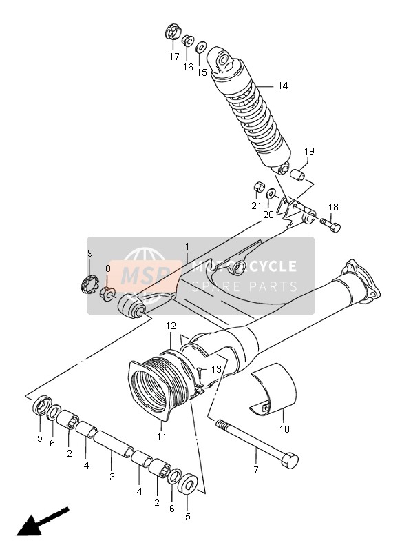 6110038B01Y7G, Swinging Arm, Rear   (Green), Suzuki, 0