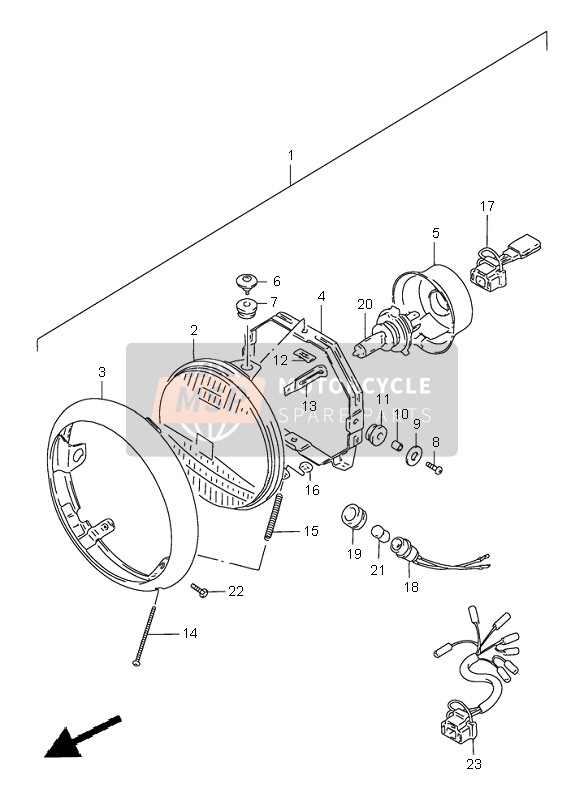 Suzuki VS1400 INTRUDER 1996 Headlamp for a 1996 Suzuki VS1400 INTRUDER