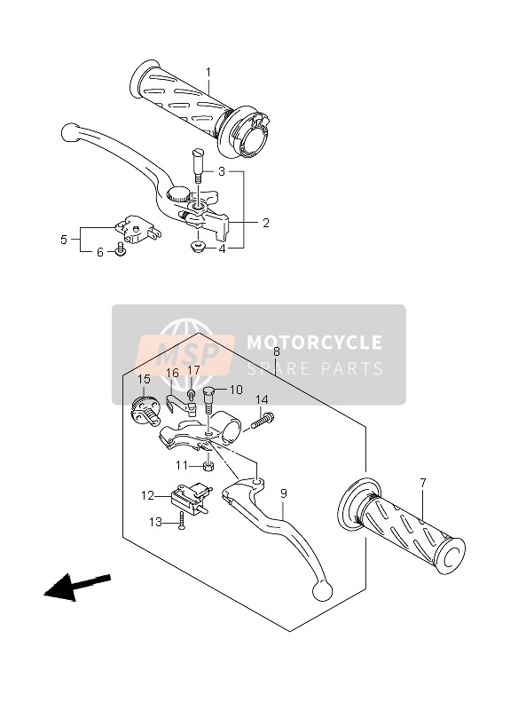 Suzuki GSX-R600 2006 Palanca de la manija para un 2006 Suzuki GSX-R600