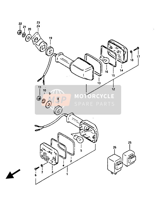 Suzuki GS450(E)(S) 1986 Lampe de clignotant pour un 1986 Suzuki GS450(E)(S)