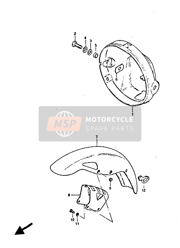 Suzuki GS450(E)(S) 1986 Voorspatbord voor een 1986 Suzuki GS450(E)(S)