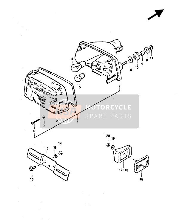 Suzuki GS450(E)(S) 1987 Lampe combinée arrière pour un 1987 Suzuki GS450(E)(S)