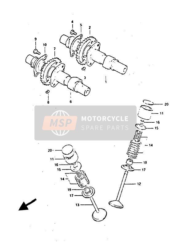 Suzuki GS450(E)(S)(EU)(SU) 1988 Klep voor een 1988 Suzuki GS450(E)(S)(EU)(SU)