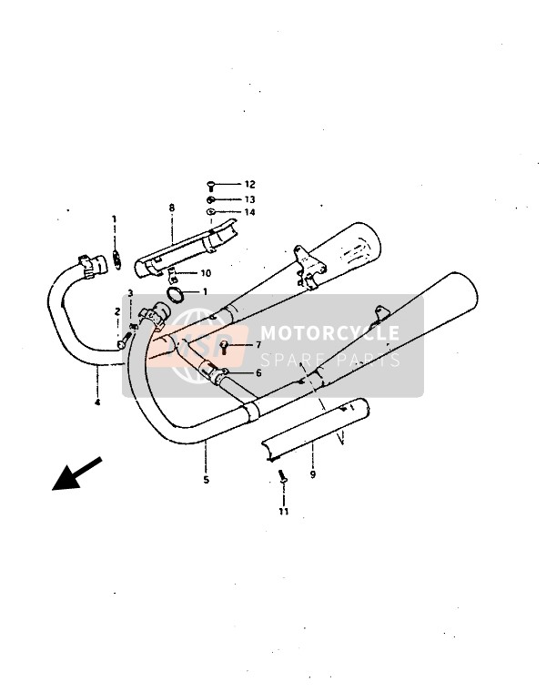 Suzuki GS450(E)(S)(EU)(SU) 1988 Muffler for a 1988 Suzuki GS450(E)(S)(EU)(SU)