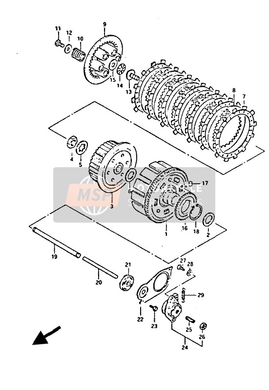 Suzuki GS450(E)(S)(EU)(SU) 1988 Embrague para un 1988 Suzuki GS450(E)(S)(EU)(SU)