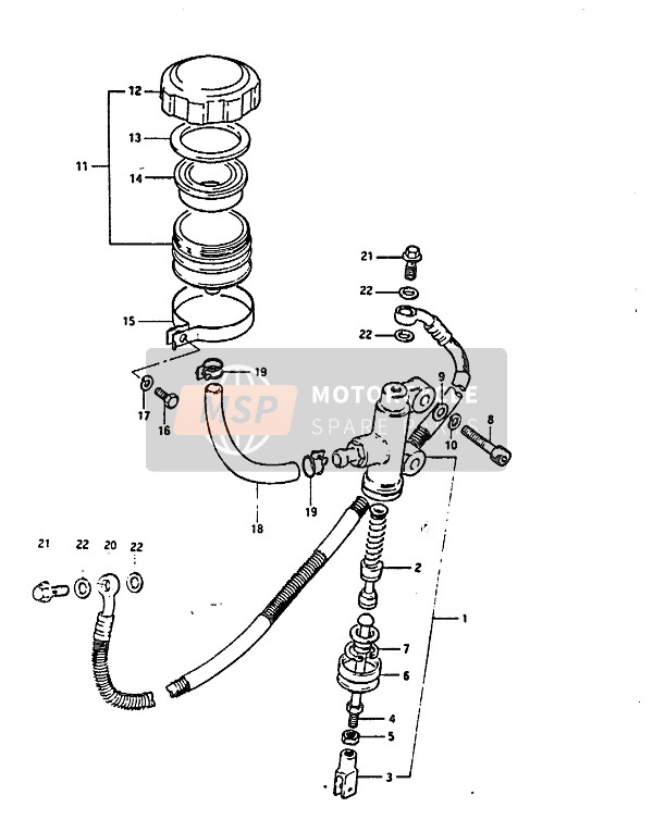 Suzuki GS850G 1986 Maître-cylindre arrière pour un 1986 Suzuki GS850G