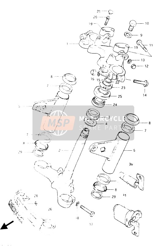 Suzuki GSX400S 1986 Piantone dello sterzo per un 1986 Suzuki GSX400S