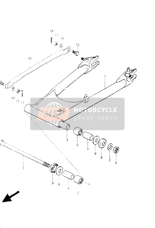 Suzuki GSX400S 1986 Brazo oscilante trasero para un 1986 Suzuki GSX400S