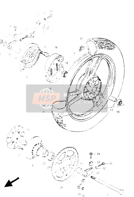 Suzuki GSX400S 1986 Ruota posteriore per un 1986 Suzuki GSX400S