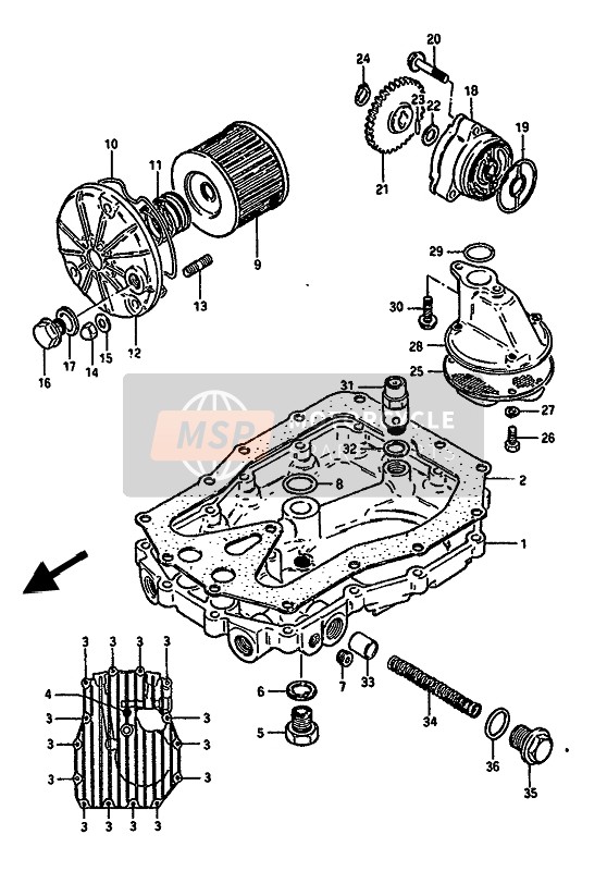 Suzuki GSX550E(S)(F)(U) 1986 La pompe à huile & Filtre à l'huile pour un 1986 Suzuki GSX550E(S)(F)(U)