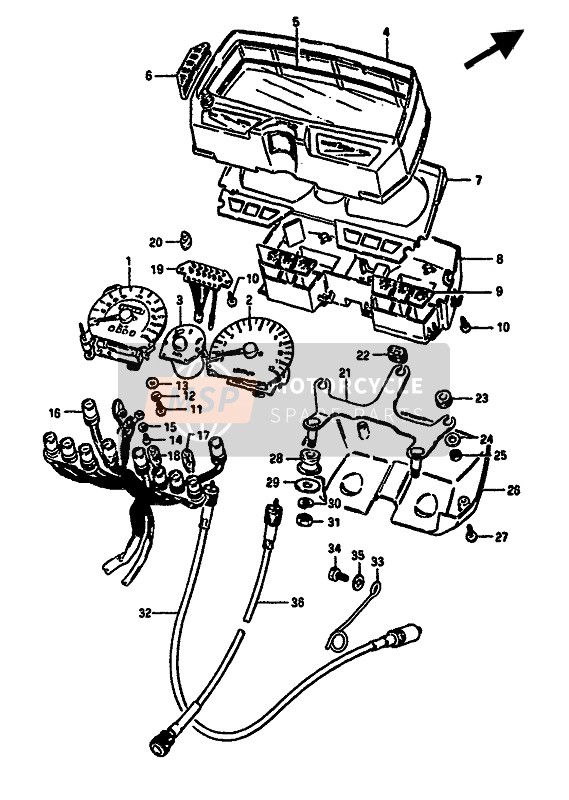 Suzuki GSX550E(S)(F)(U) 1986 Velocímetro & Tacómetro (GSX550E-EU) para un 1986 Suzuki GSX550E(S)(F)(U)