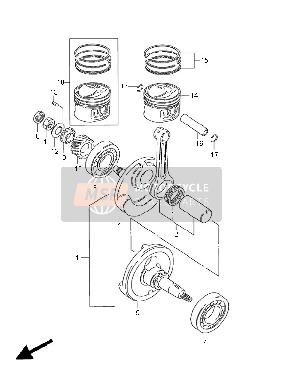 Suzuki GN125E 2001 Crankshaft for a 2001 Suzuki GN125E