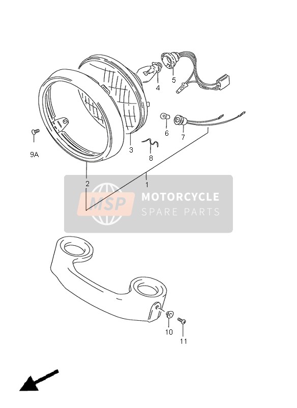 Suzuki GN125E 2001 Headlamp (E2-E71-P9) for a 2001 Suzuki GN125E