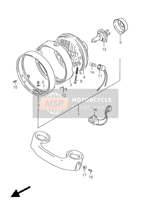 Suzuki GN125E 2001 Lampe Frontale (E4-E18-E21-E22) (2) pour un 2001 Suzuki GN125E