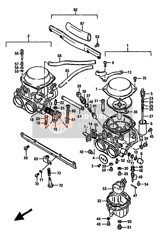 Suzuki GSX550E(S)(F)(U) 1987 Carburateur voor een 1987 Suzuki GSX550E(S)(F)(U)