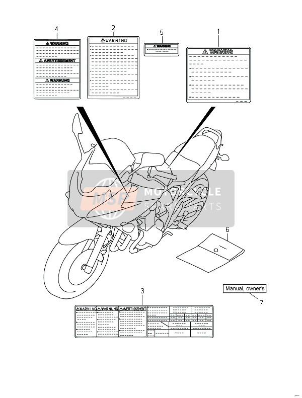 Suzuki GSF650(S)(A)(SA) BANDIT 2011 Étiquette (GSF650SA) pour un 2011 Suzuki GSF650(S)(A)(SA) BANDIT