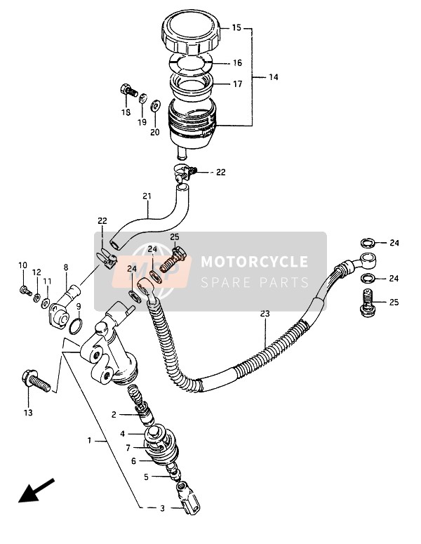 Suzuki GSX750ES 1986 Rear Master Cylinder for a 1986 Suzuki GSX750ES