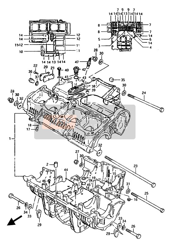 Suzuki GSX1100E(S)(EF)-GSX1150EF 1986 Crankcase (E.NO.102248) for a 1986 Suzuki GSX1100E(S)(EF)-GSX1150EF