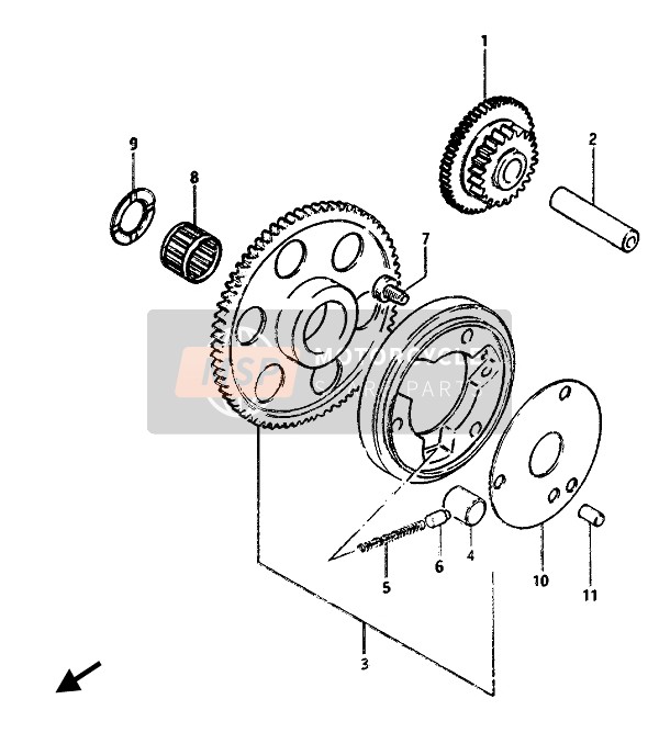 Suzuki GSX1100E(S)(EF)-GSX1150EF 1986 Starter Koppeling voor een 1986 Suzuki GSX1100E(S)(EF)-GSX1150EF