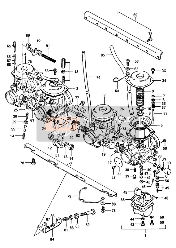 Suzuki GSX1100E(S)(EF)-GSX1150EF 1986 Carburador para un 1986 Suzuki GSX1100E(S)(EF)-GSX1150EF
