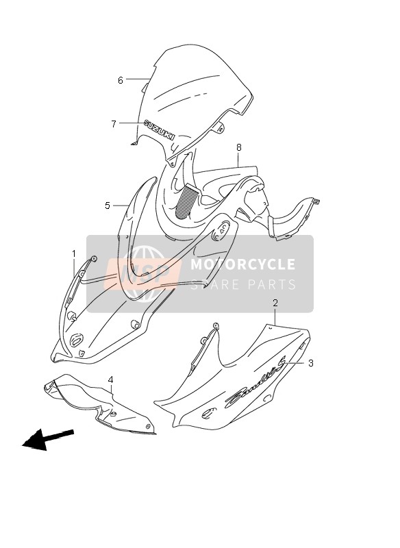 Suzuki GSF600(N)(S) BANDIT 2001 Cowling Body (GSF600S-SU) for a 2001 Suzuki GSF600(N)(S) BANDIT